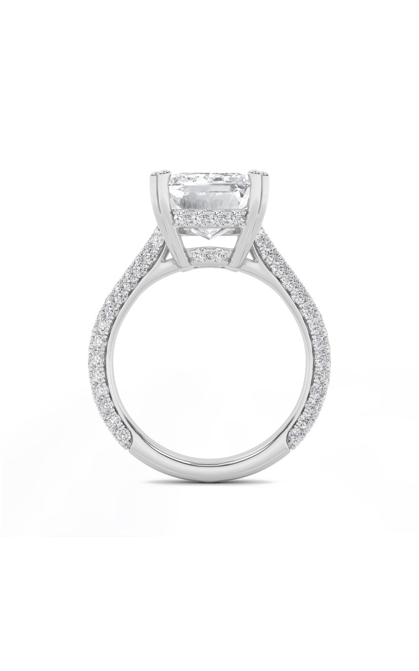 8Cttw Emerald Shaped Lab Grown Diamond (F/VS) Bold Accented Engagement Ring in 14K Gold