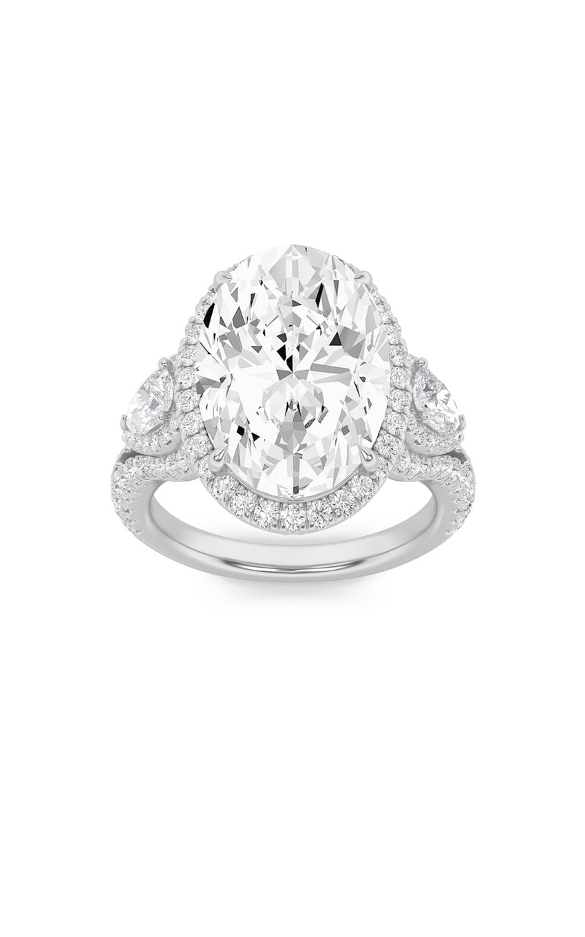 7.25Cttw Oval Shaped Lab Grown Diamond (F/VS) Bold Accented Engagement Ring in 14K Gold