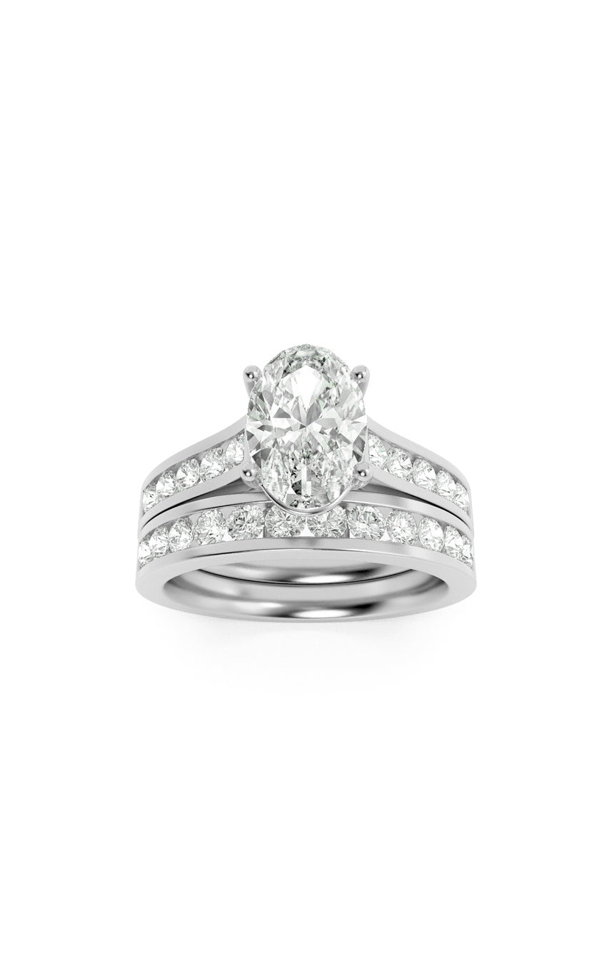 2Cttw Oval Shaped Lab Grown Diamond (G/VS) Channel Set Bridal Engagement Ring in 10K Gold