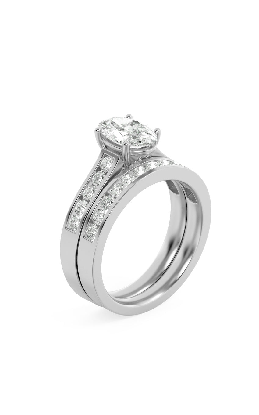 2Cttw Oval Shaped Lab Grown Diamond (G/VS) Channel Set Bridal Engagement Ring in 10K Gold