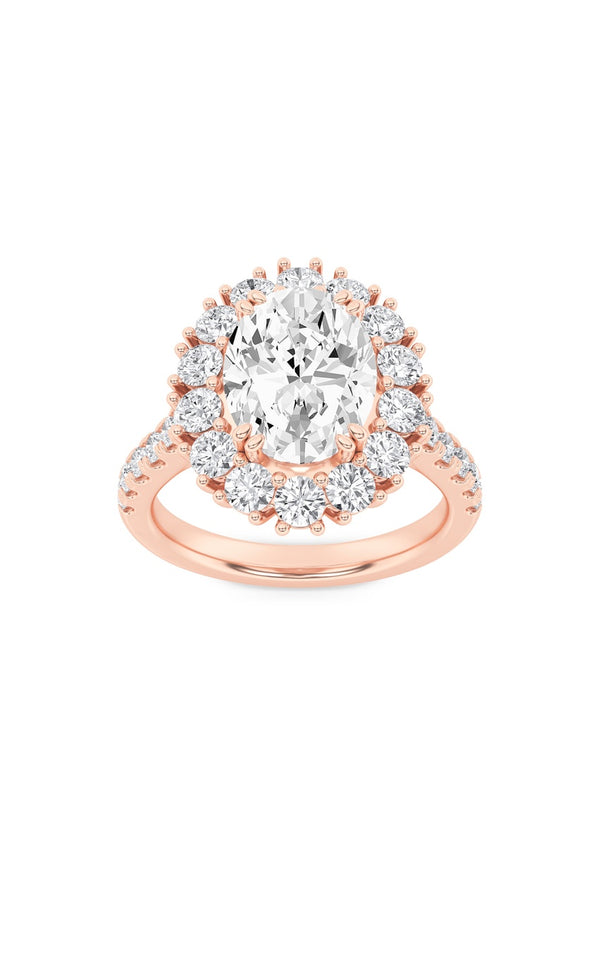 4Cttw Oval Shaped Lab Grown Diamond (F/VS) Bold Classic Engagement Ring in 14K Gold