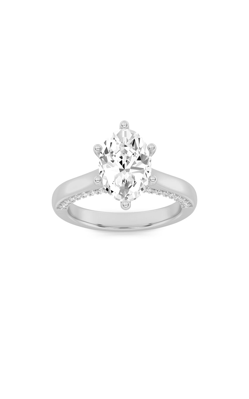 2Cttw Oval Shaped Lab Grown Diamond (F/VS) Tulip Motif Accented Engagement Ring in 14K Gold