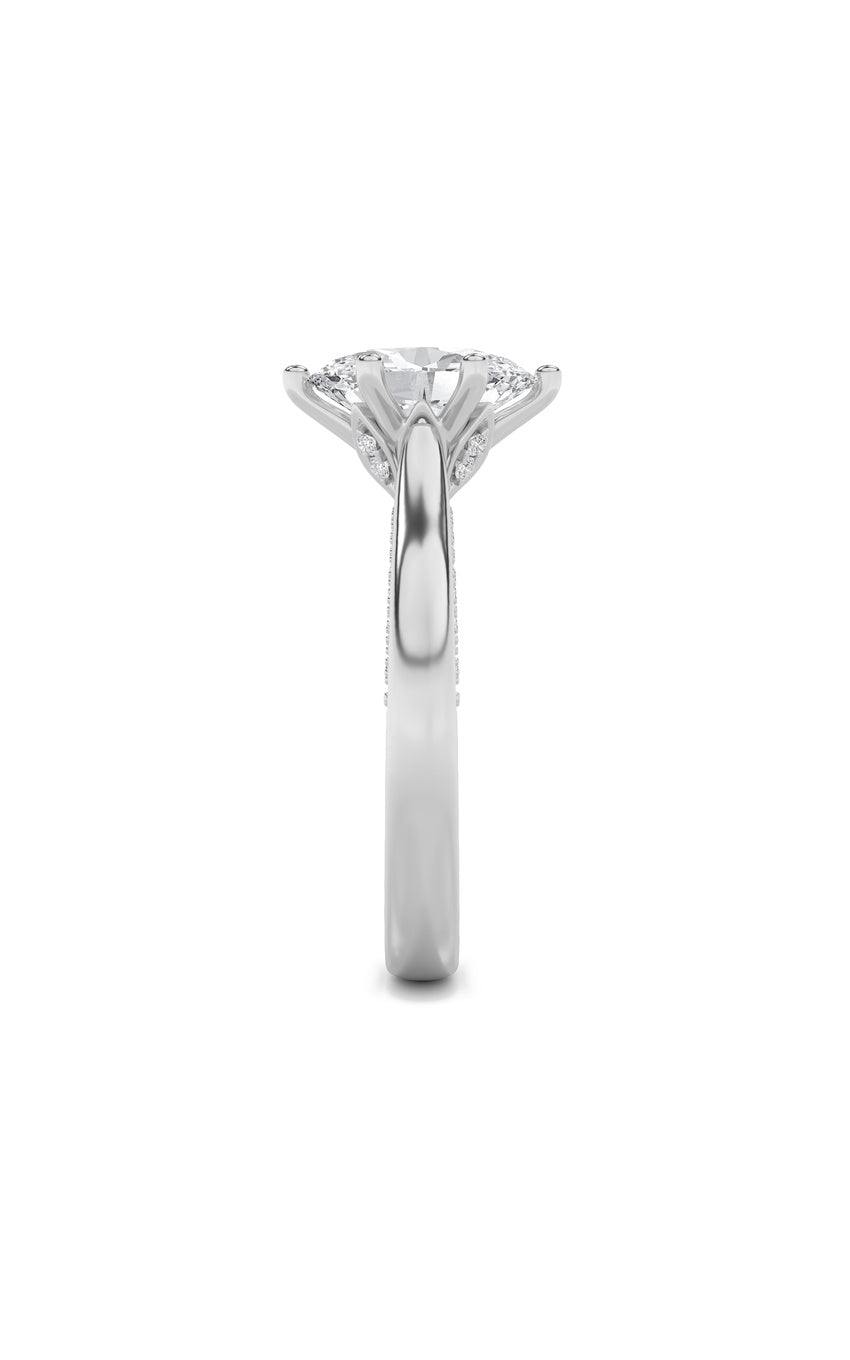 2Cttw Oval Shaped Lab Grown Diamond (F/VS) Tulip Motif Accented Engagement Ring in 14K Gold