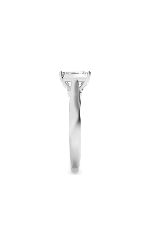 1.25Cttw Emerald Shaped Lab Grown Diamond (F/VS) Accented Bridge Shank Engagement Ring in 14K Gold