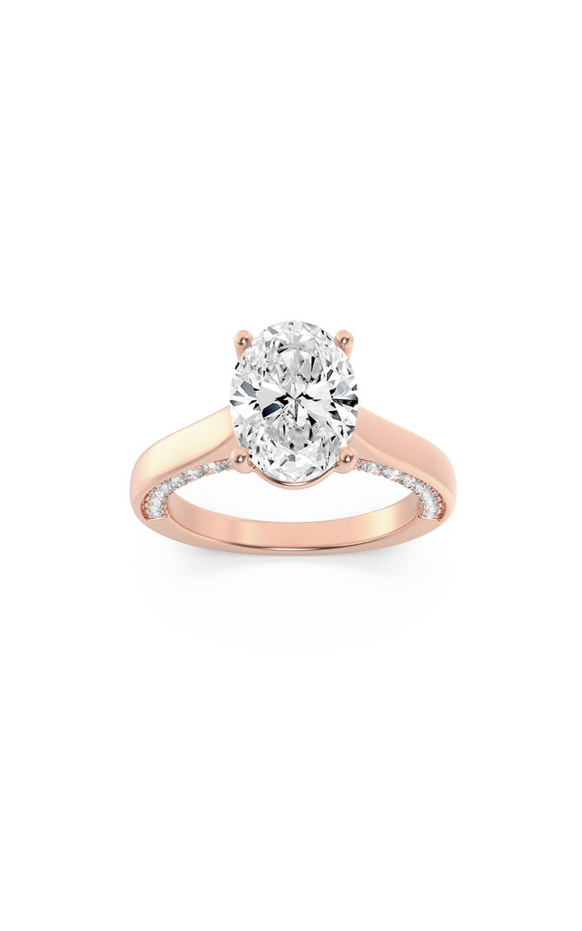 1.33Cttw Oval Shaped Lab Grown Diamond (F/VS) Accented Bridge Shank Engagement Ring in 14K Gold