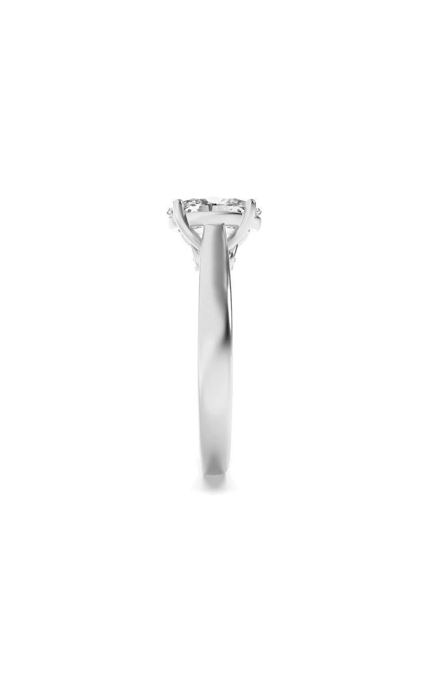 2Cttw Oval Shaped Lab Grown Diamond (F/VS) Accented Bridge Shank Engagement Ring in 14K Gold