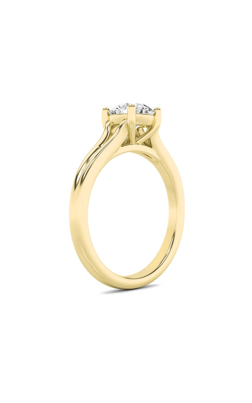 2Cttw Round Shaped Lab Grown Diamond (F/VS) Split Shank Solitaire Engagement Ring in 14K Gold