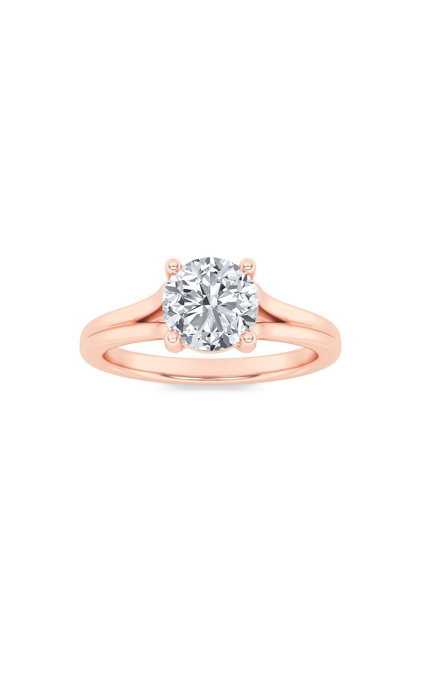 2Cttw Round Shaped Lab Grown Diamond (F/VS) Split Shank Solitaire Engagement Ring in 14K Gold