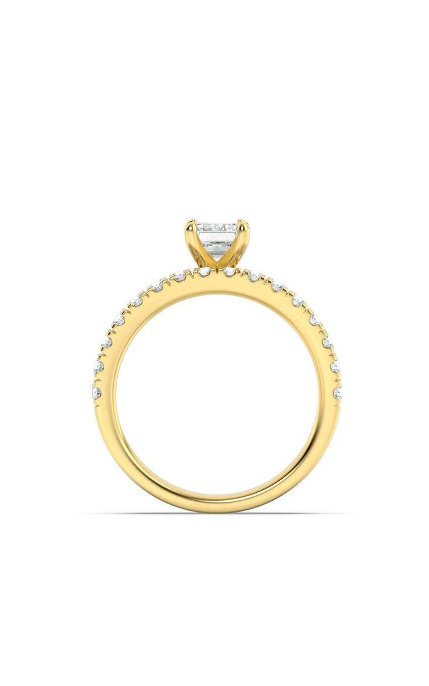 2Cttw Emerald Shaped Lab Grown Diamond (F/VS) Classic Accented  Set With Band and Engagement Ring in 14K Gold