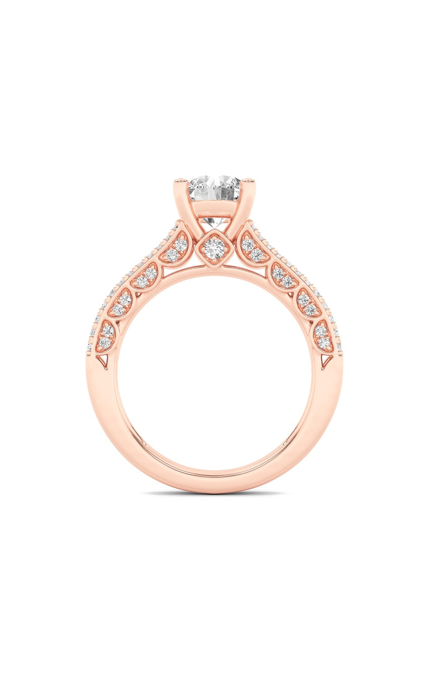 2Cttw Round Shaped Lab Grown Diamond (F/VS) SplitShank Accented Engagement Ring in 14K Gold