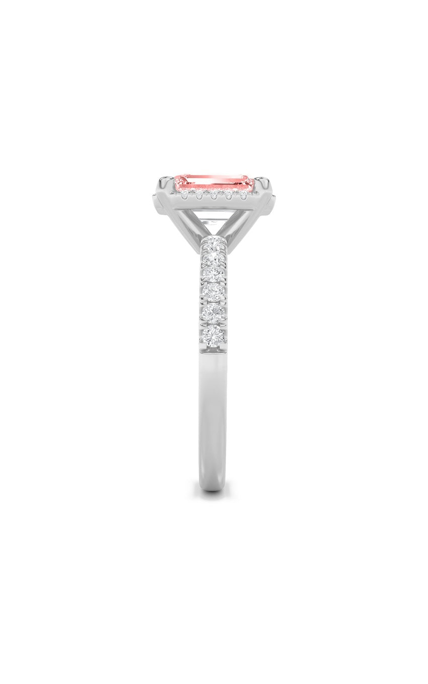 2Cttw Radiant Shaped Lab Grown Diamond (F/VS) Halo Accented Engagement Ring in 14K Gold