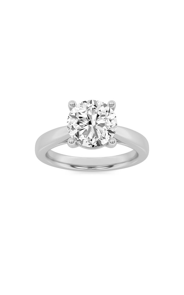 3Cttw Round Shaped Lab Grown Diamond (F/VS) Classic Shank Solitaire Engagement Ring in 14K Gold