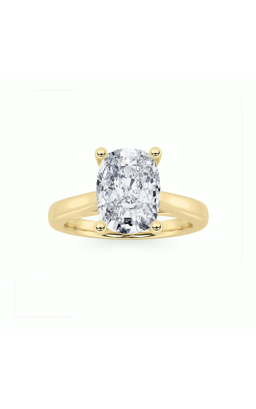 2Cttw Elongated Cushion Shaped Lab Grown Diamond (G/VS) Two Tone Cathedral Shank Engagement Ring in 14K Gold