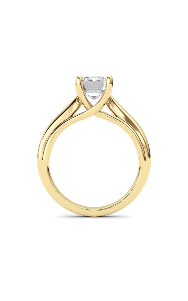 2Cttw Emerald Shaped Lab Grown Diamond (F/VS) Cathedral Shank Engagement Ring in 14K Yellow Gold