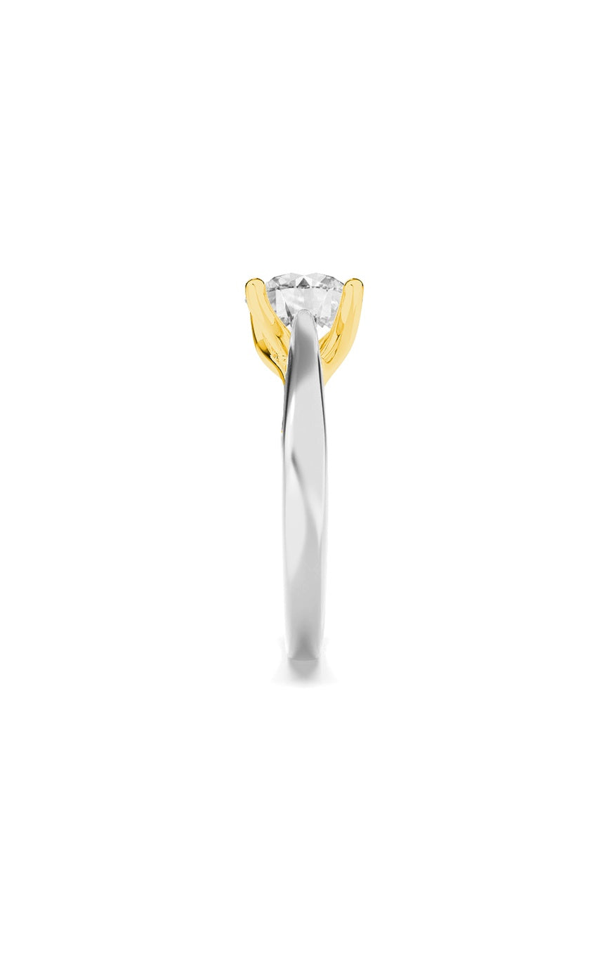 1.5Cttw Round Shaped Lab Grown Diamond (F/VS) Two Tone Cathedral Shank Engagement Ring in 14K Gold