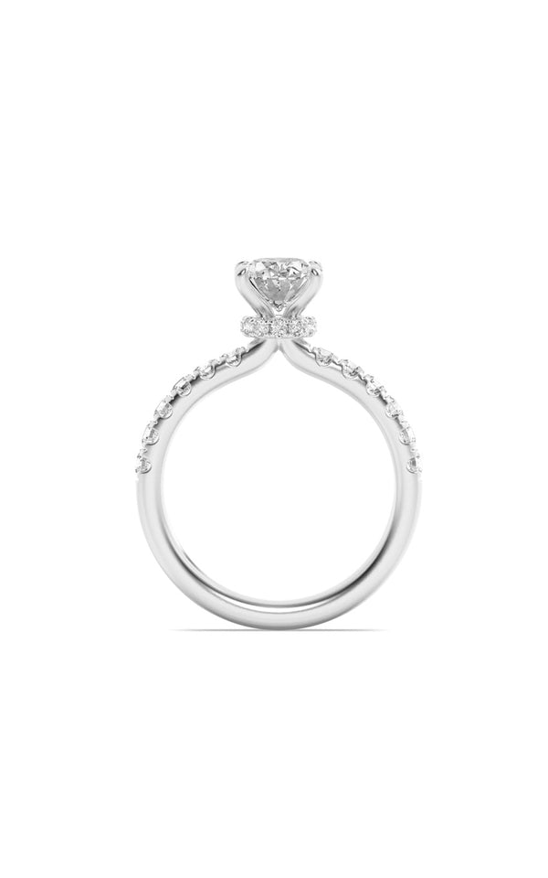 2Cttw Oval Shaped Lab Grown Diamond (F/VS) Hidden Halo Accented Ring in 14K Gold