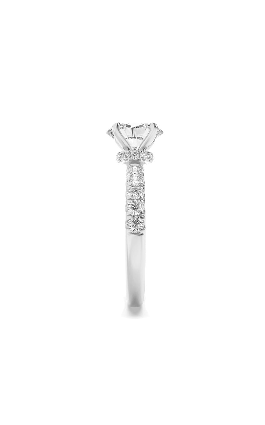 2Cttw Oval Shaped Lab Grown Diamond (F/VS) Hidden Halo Accented Ring in 14K Gold