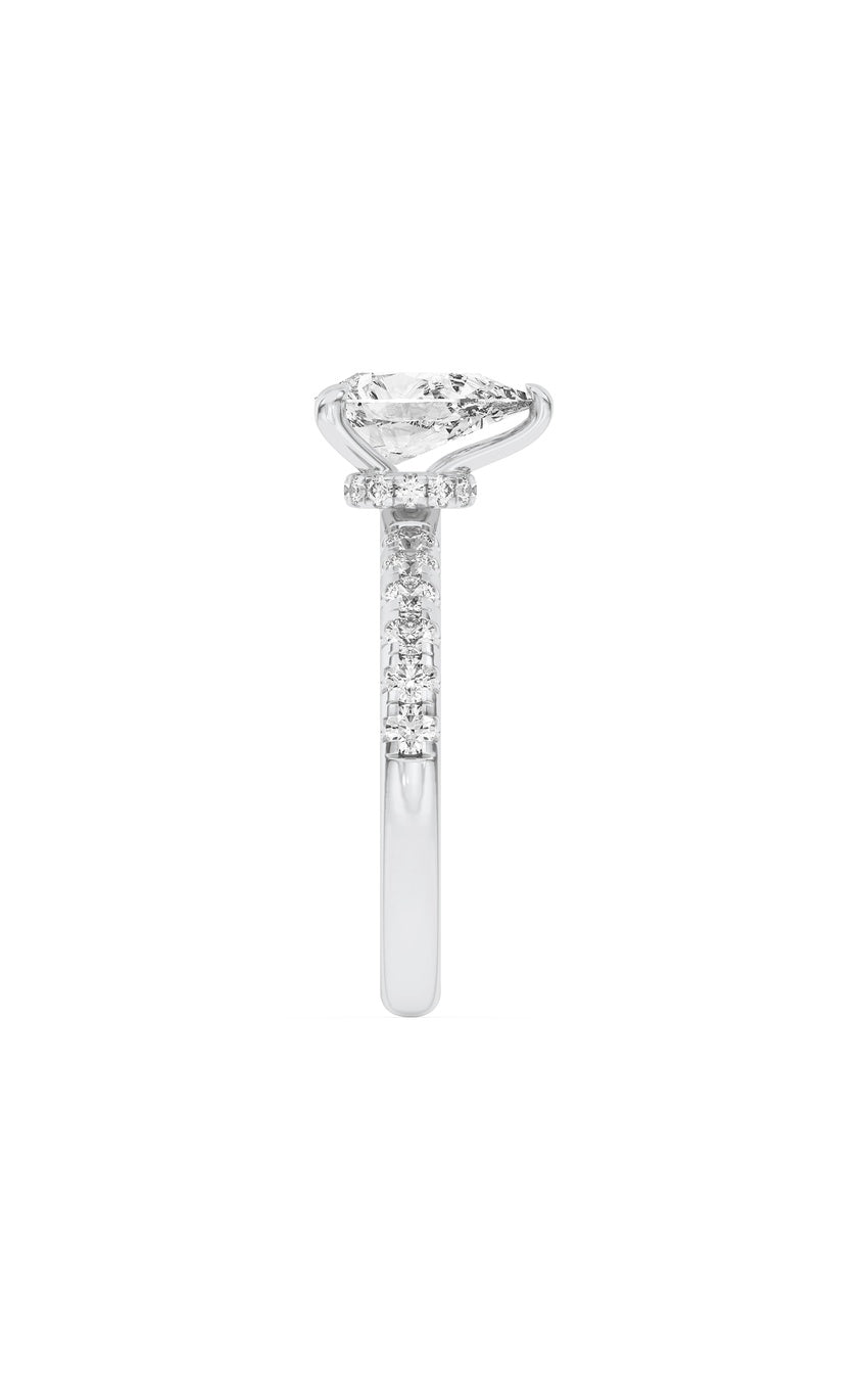 2Cttw Pear Shaped Lab Grown Diamond (F/VS) Hidden Halo Accented Ring in 14K Gold