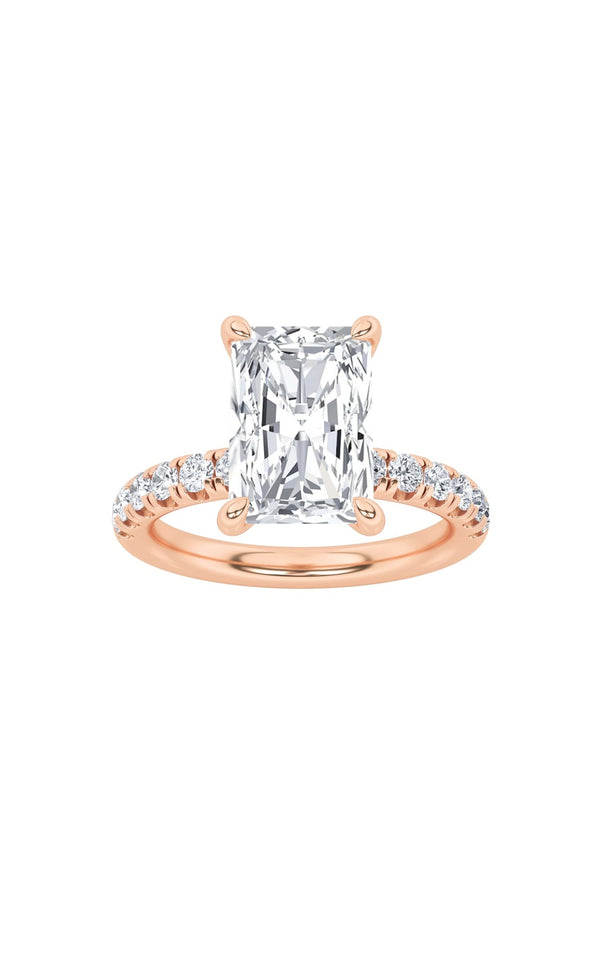 2Cttw Radiant Shaped Lab Grown Diamond (F/VS) Hidden Halo Accented Ring in 14K Gold
