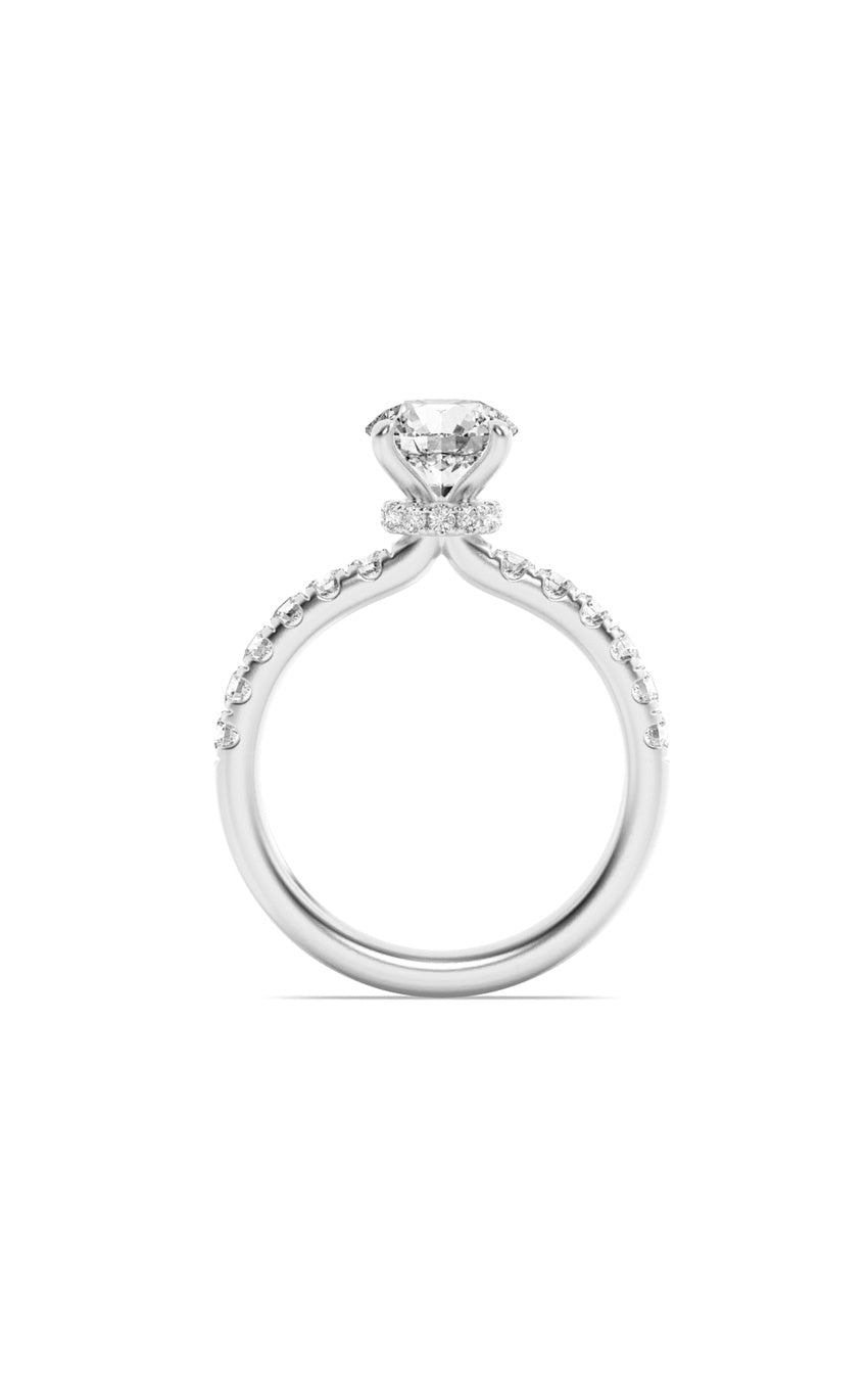 2Cttw Round Shaped Lab Grown Diamond (F/VS) Hidden Halo Accented Ring in 14K Gold