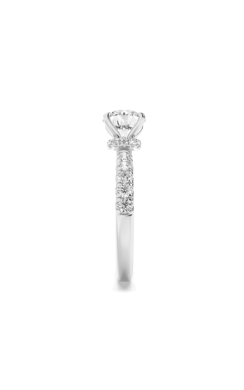 2Cttw Round Shaped Lab Grown Diamond (F/VS) Hidden Halo Accented Ring in 14K Gold