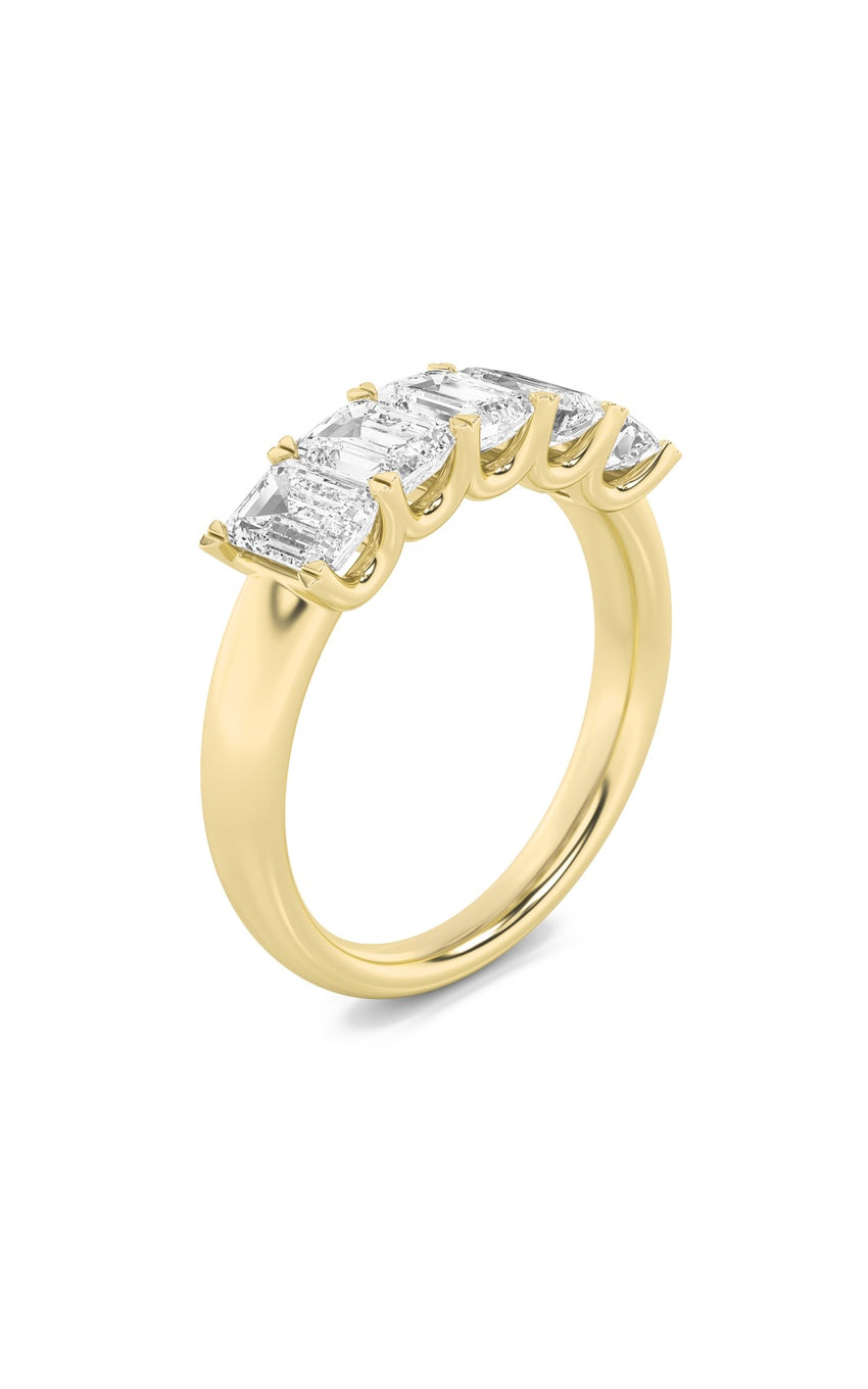 2Cttw Emerald Shaped Lab Grown Diamond (F/VS) FiveStone Band Ring in 14K Gold