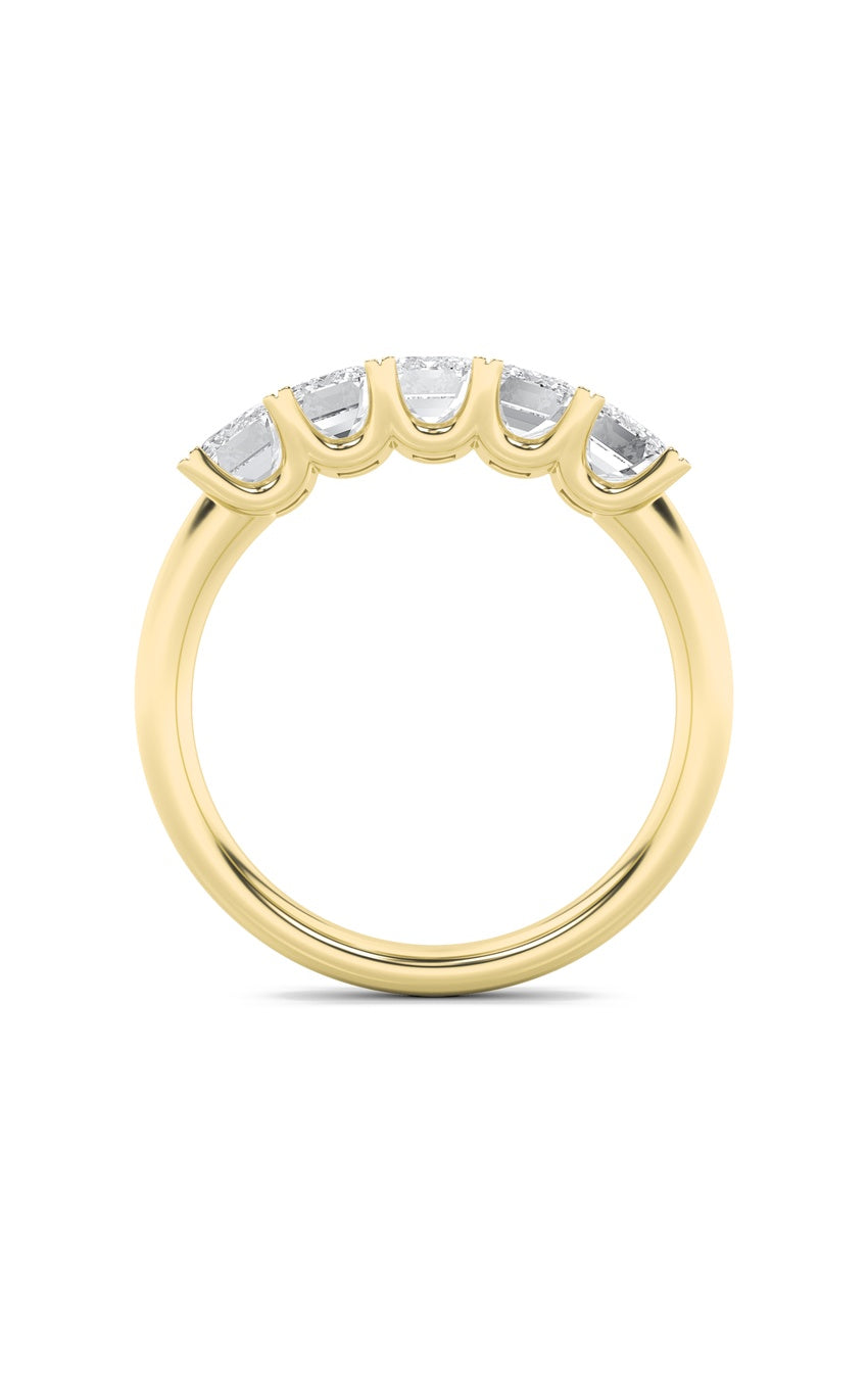 2Cttw Emerald Shaped Lab Grown Diamond (F/VS) FiveStone Band Ring in 14K Gold