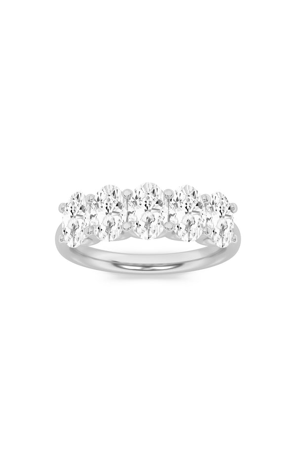 2Cttw Oval Shaped Lab Grown Diamond (F/VS) Five Stone Band Ring in 14K Gold
