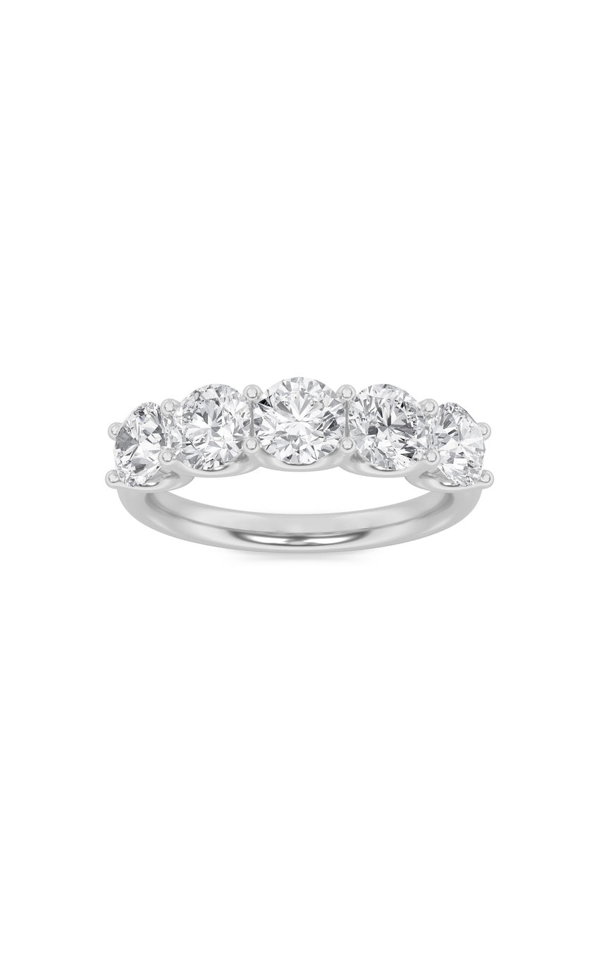 2Cttw Round Shaped Lab Grown Diamond (F/VS) Five Stone Band Ring in 14K Gold