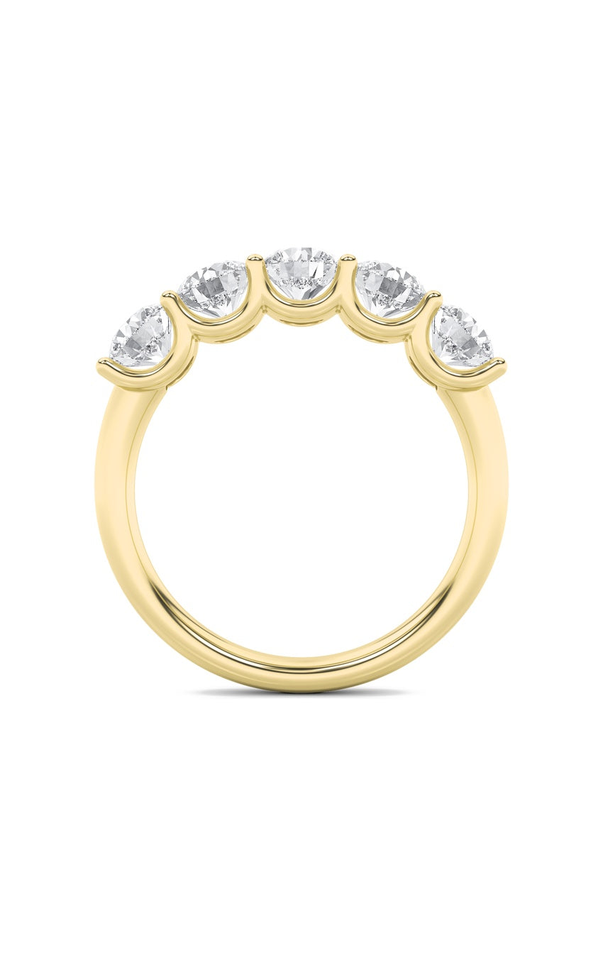 2Cttw Round Shaped Lab Grown Diamond (F/VS) Five Stone Band Ring in 14K Gold
