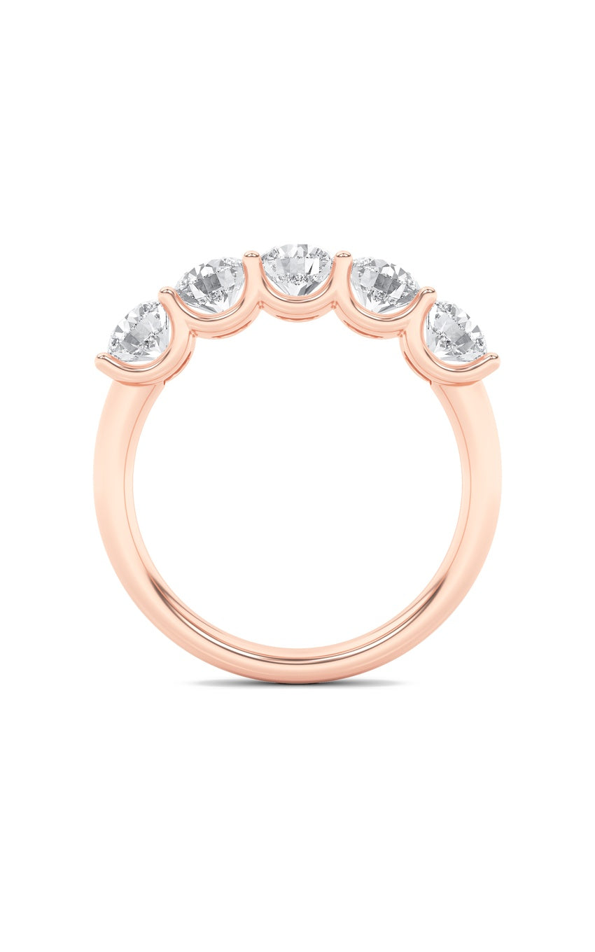 2Cttw Round Shaped Lab Grown Diamond (F/VS) Five Stone Band Ring in 14K Gold