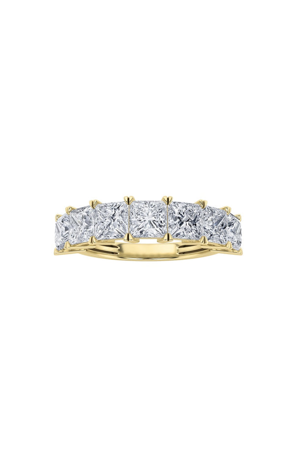 3Cttw Princess Shaped Lab Grown Diamond (F/VS) Seven Stone Band Ring in 14K Gold