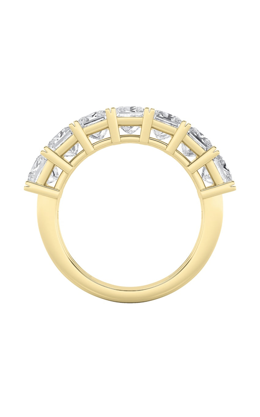 3Cttw Princess Shaped Lab Grown Diamond (F/VS) Seven Stone Band Ring in 14K Gold