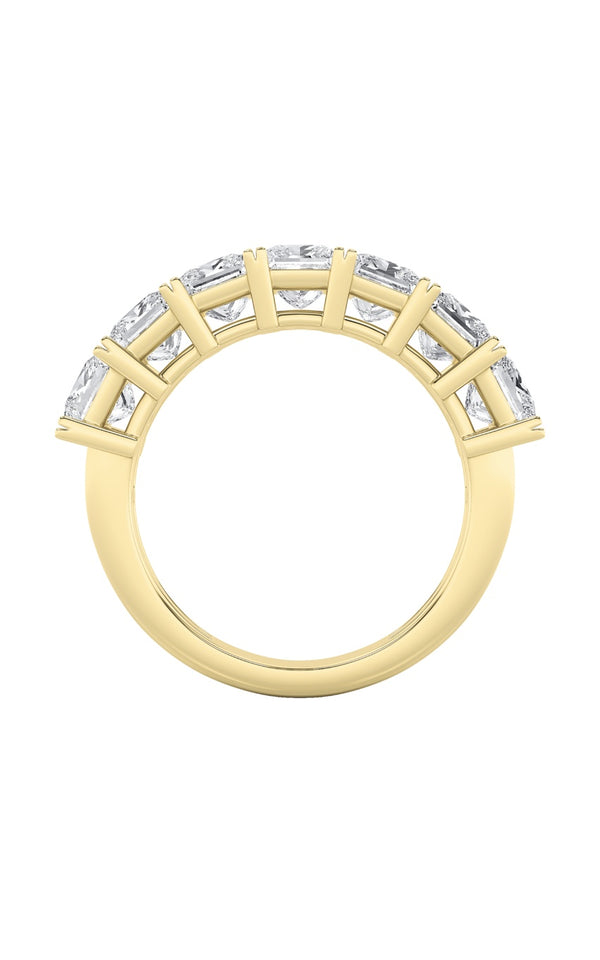 3Cttw Princess Shaped Lab Grown Diamond (F/VS) Seven Stone Band Ring in 14K Gold
