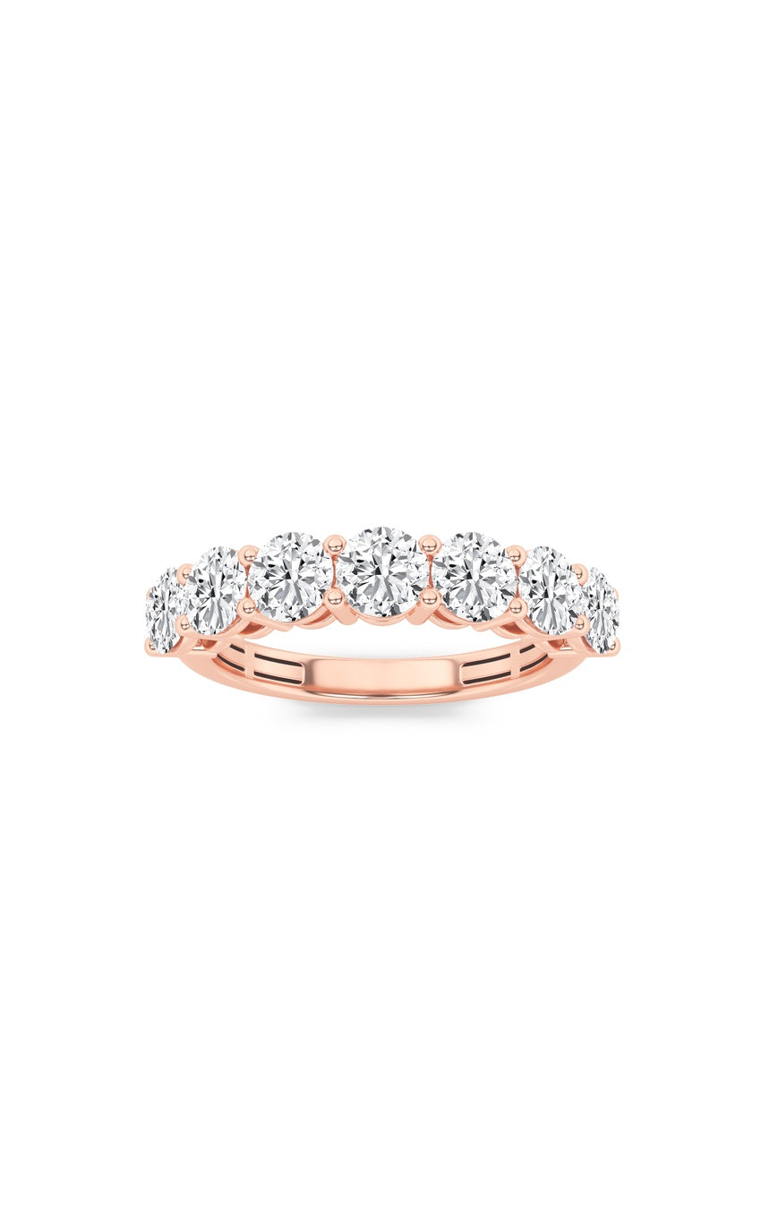 2Cttw Round Shaped Lab Grown Diamond (F/VS) Seven Stone Band Ring in 14K Gold