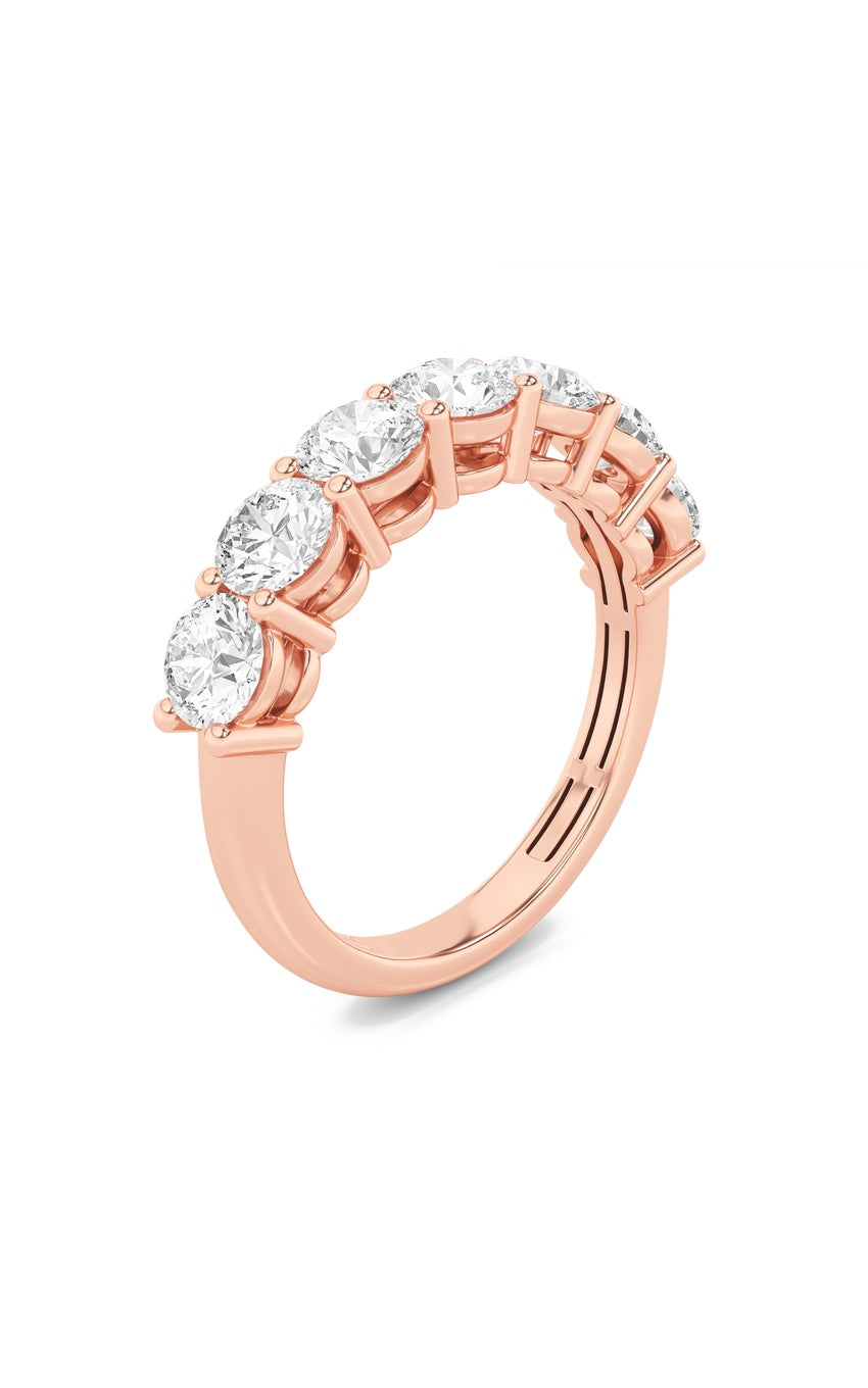 2Cttw Round Shaped Lab Grown Diamond (F/VS) Seven Stone Band Ring in 14K Gold