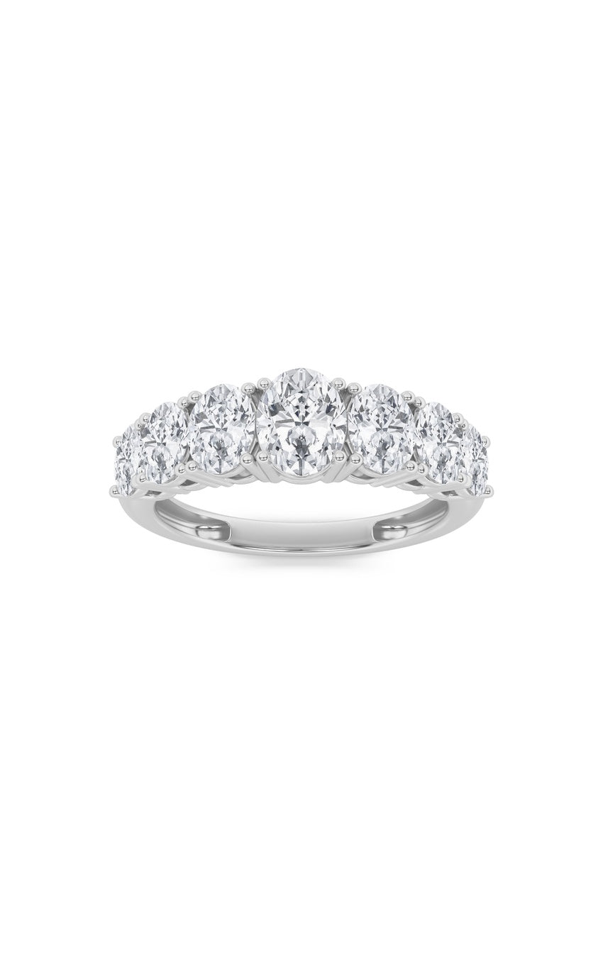 2Cttw Oval Shaped Lab Grown Diamond (F/VS) Seven Stone Band Ring in 14K Gold