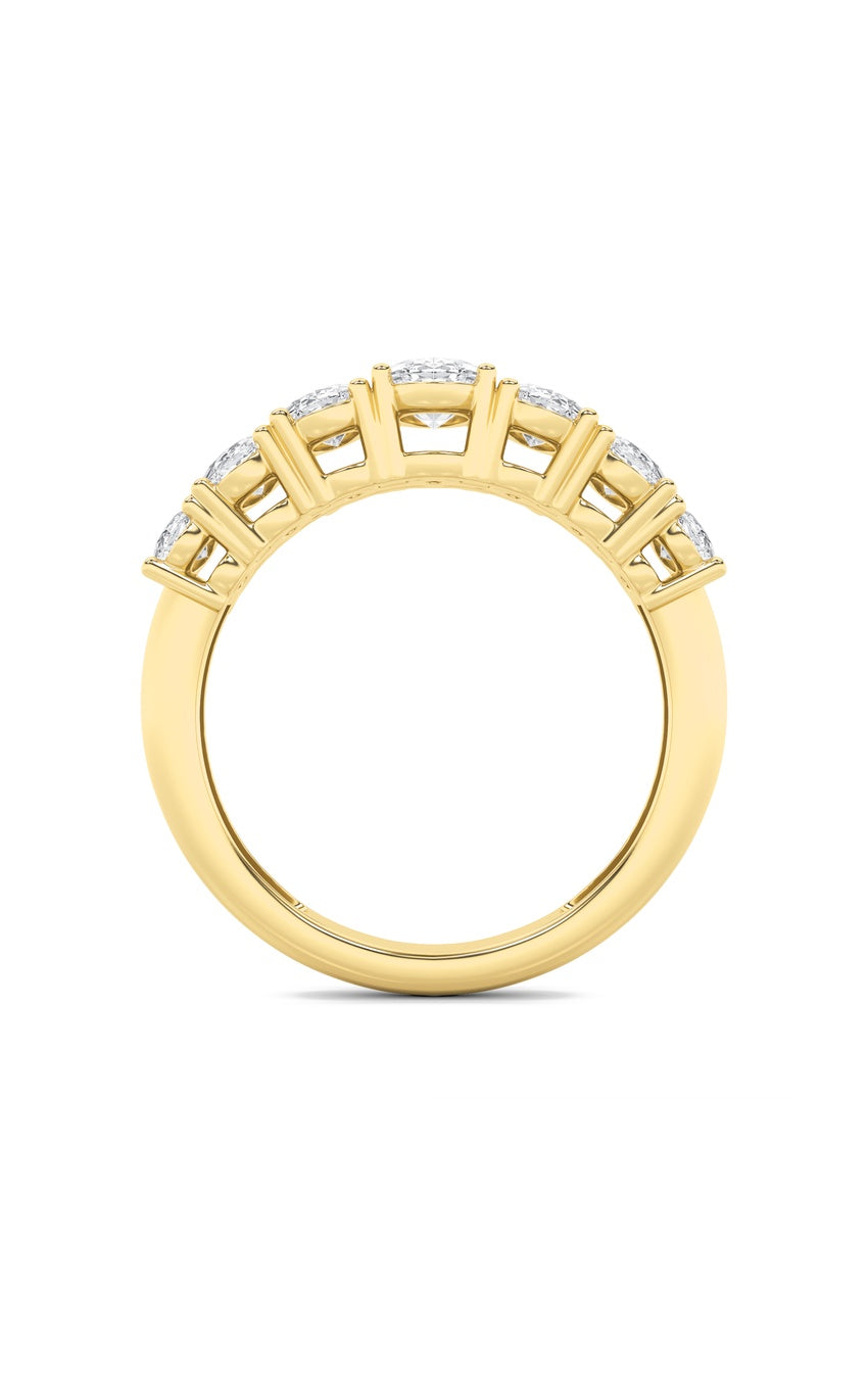 2Cttw Oval Shaped Lab Grown Diamond (F/VS) Seven Stone Band Ring in 14K Gold