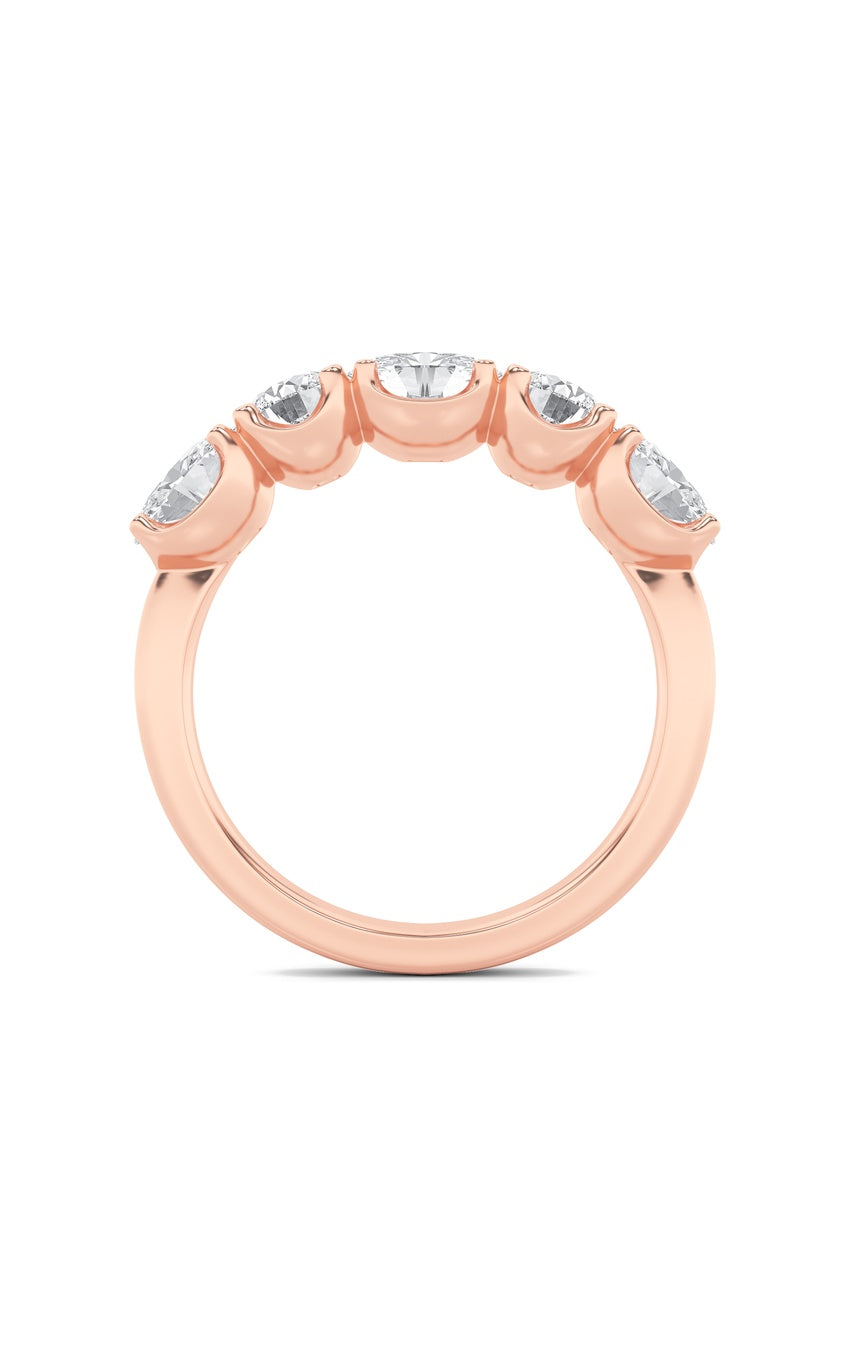 2Cttw Oval Shaped Lab Grown Diamond (F/VVS) Five Stone Band Ring in 14K Gold