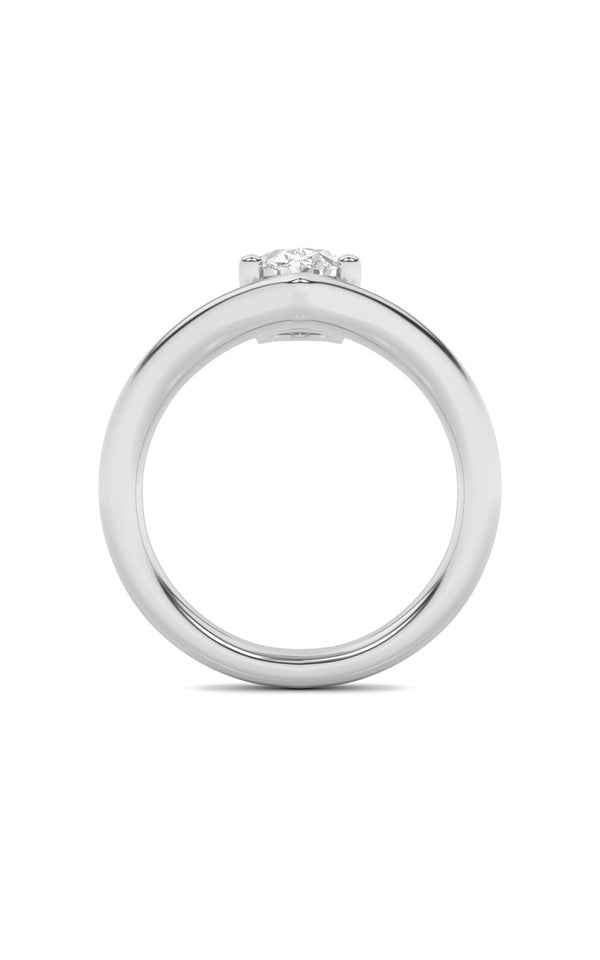 1.5Cttw Oval Shaped Lab Grown Diamond (G/VS) Chevron Solitaire Engagement Ring in 14K Gold