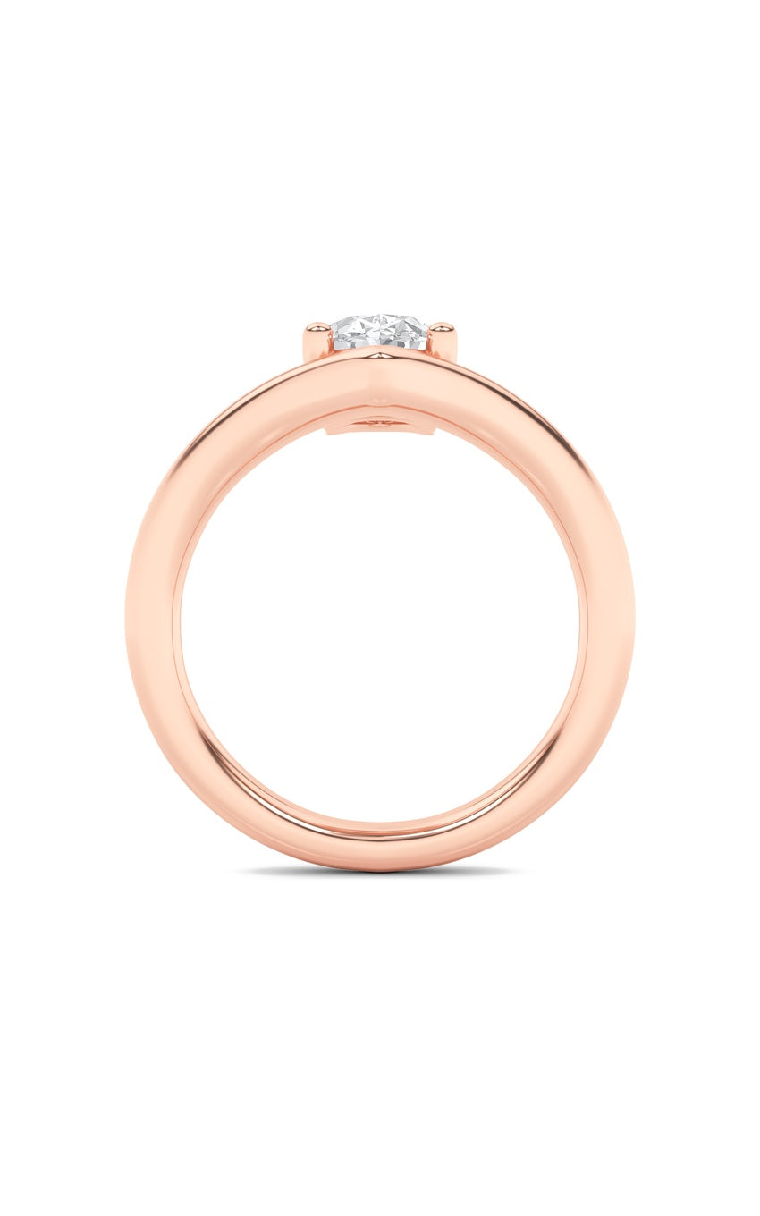 1.5Cttw Oval Shaped Lab Grown Diamond (G/VS) Chevron Solitaire Engagement Ring in 14K Gold