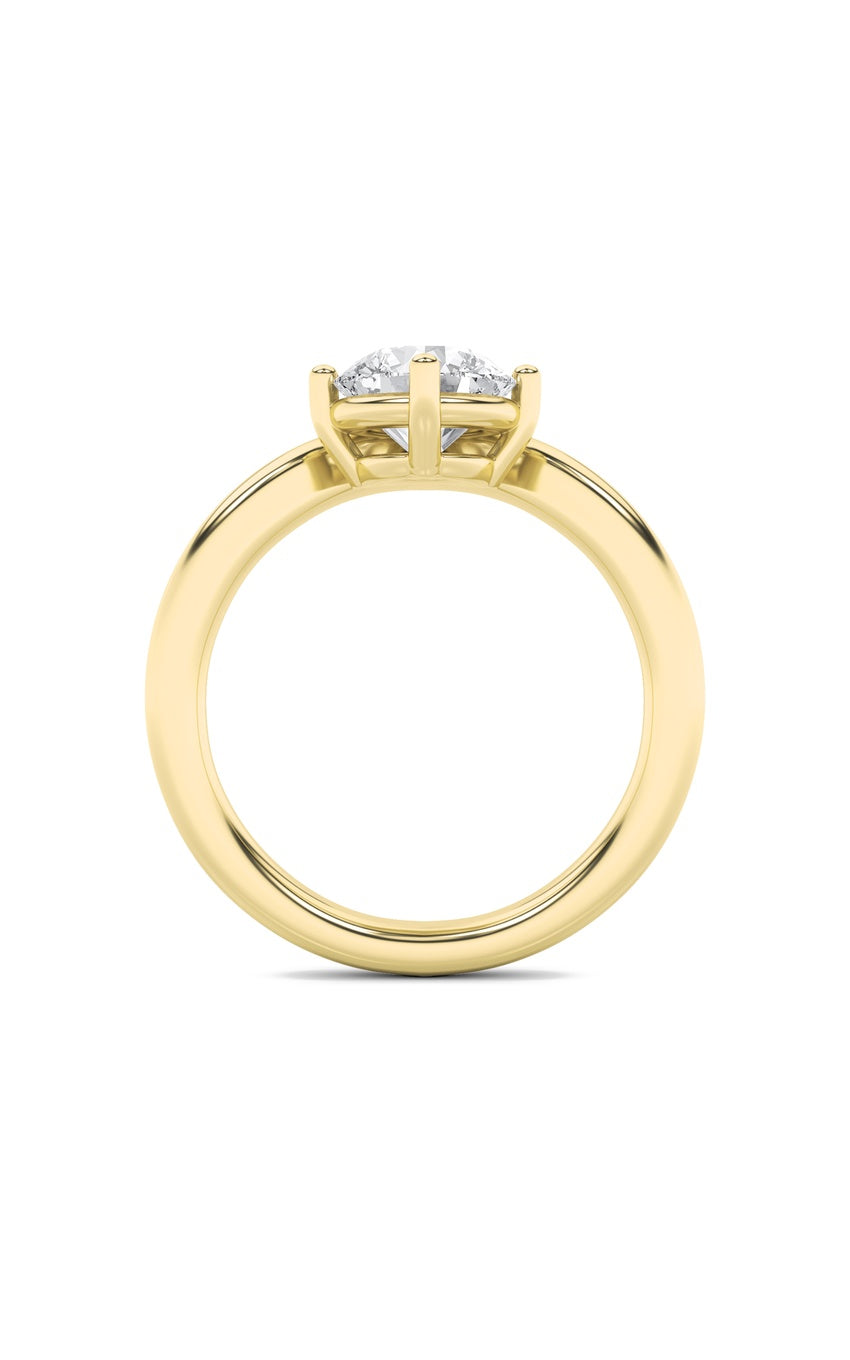 1.5Cttw Round Shaped Lab Grown Diamond (G/VS) Chevron Solitaire Engagement Ring in 14K Gold