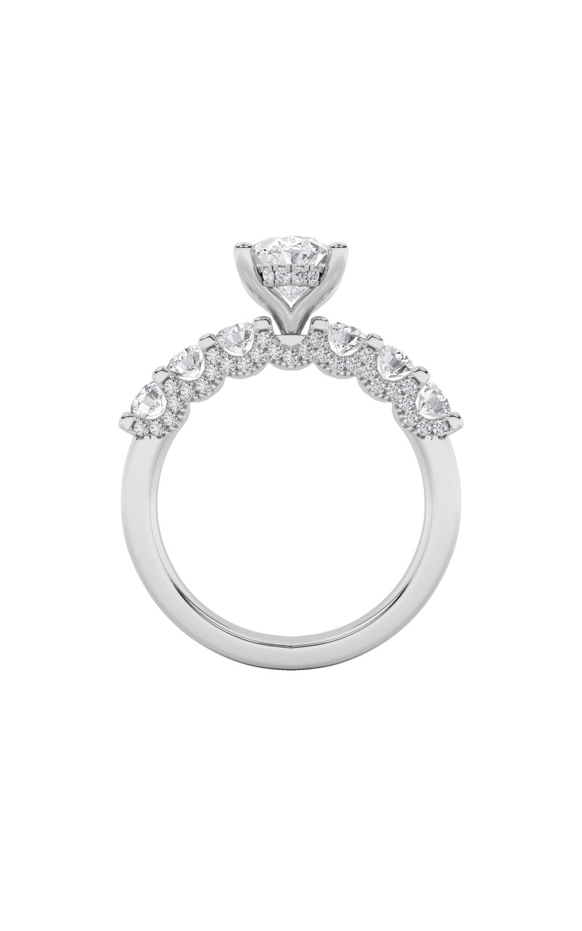 2.5Cttw Oval Shaped Lab Grown Diamond (G/VS) Accented Double Halo Set of Band and Ring in 14K Gold