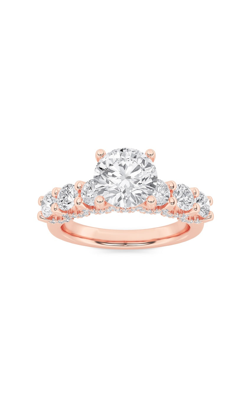 2.5Cttw Round Shaped Lab Grown Diamond (F/VS) Accented Double Halo Set of Band and  Ring in 14K Gold