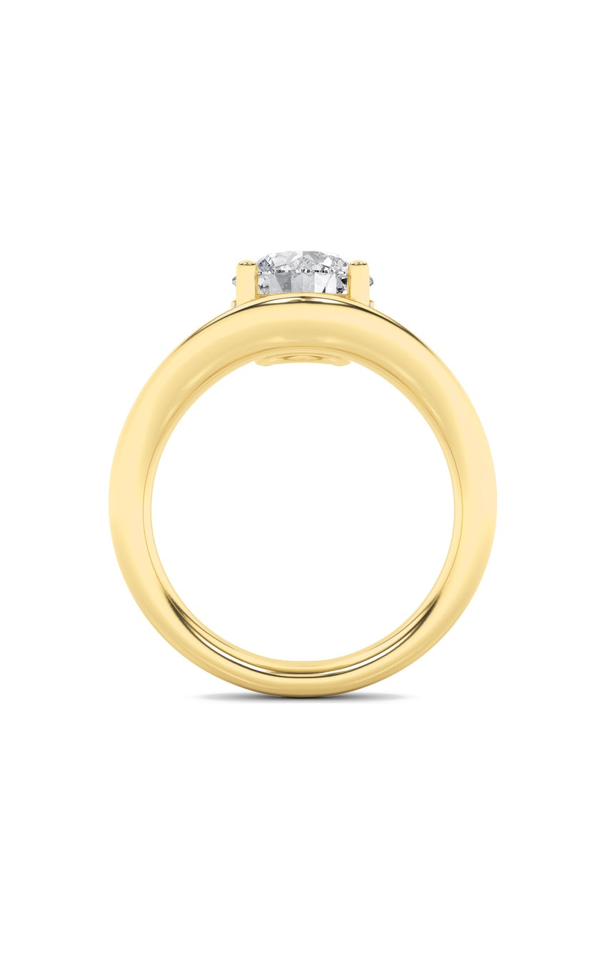 2Cttw Round Shaped Lab Grown Diamond (F/VS) Accented Solitaire Fancy Engagement Ring in 14K Gold