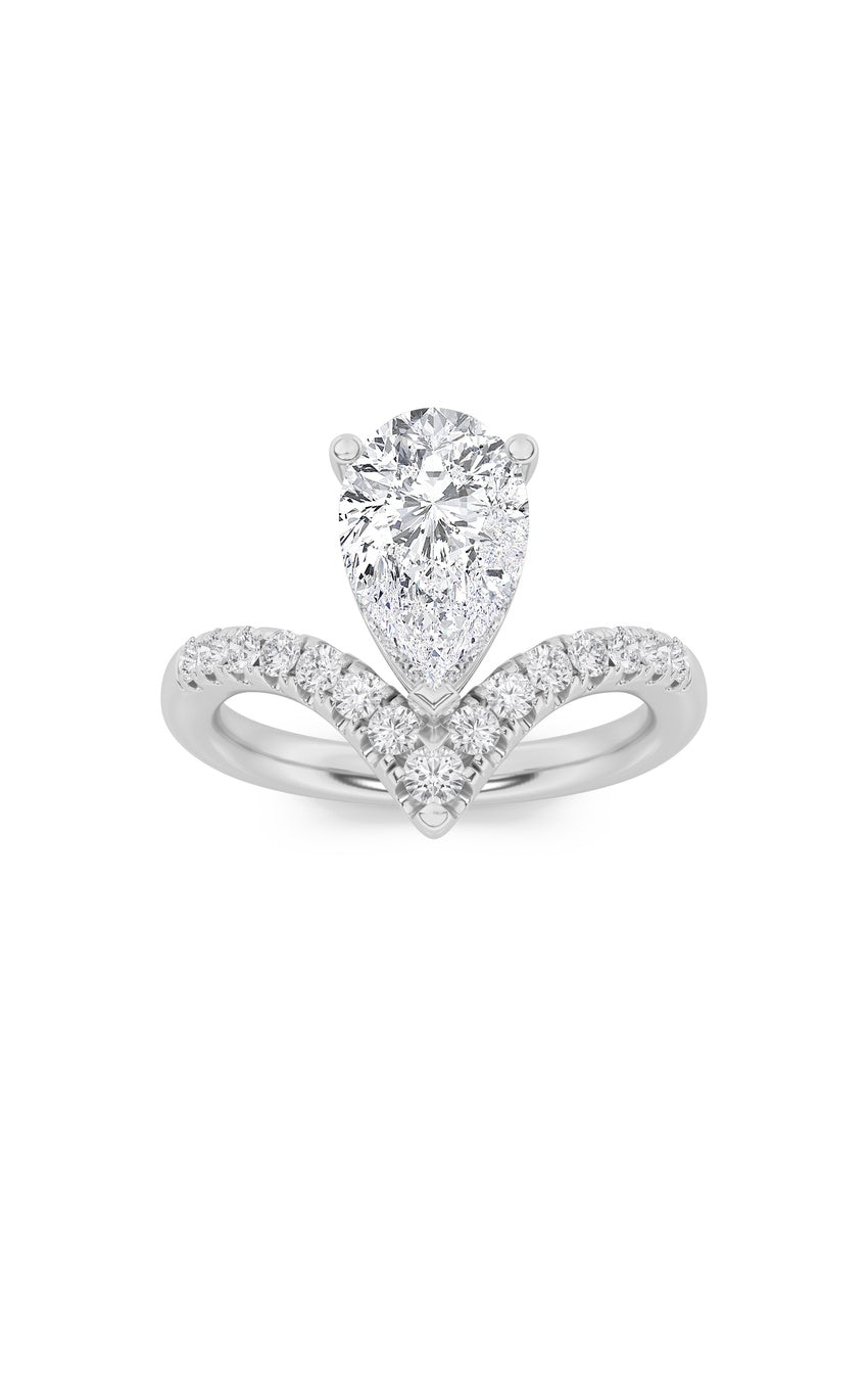 2Cttw Pear Shaped Lab Grown Diamond (F/VS) Accented Solitaire Fancy Engagement Ring in 14K Gold