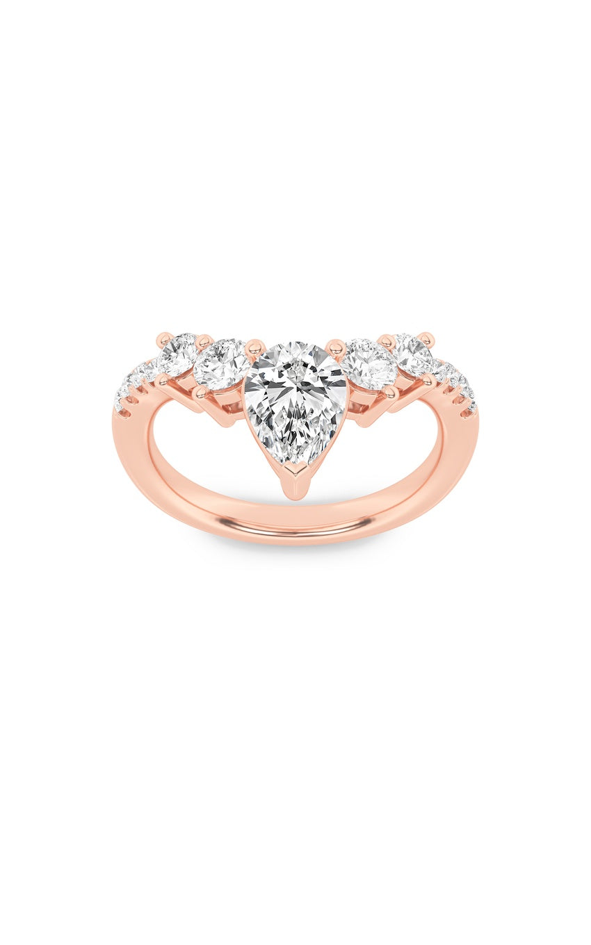 1.5Cttw Pear Shaped Lab Grown Diamond (F/VS) Fancy Contour Ring in 14K Gold