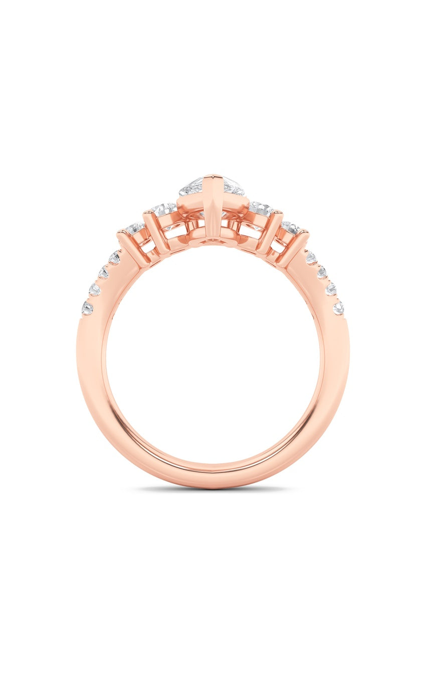 1.5Cttw Pear Shaped Lab Grown Diamond (F/VS) Fancy Contour Ring in 14K Gold