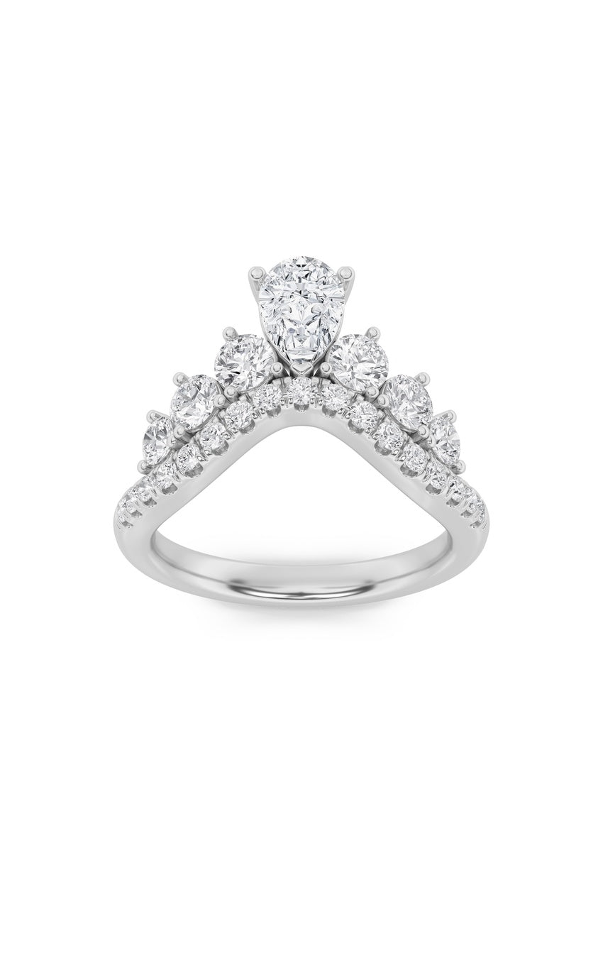 1.5Cttw Pear Shaped Lab Grown Diamond (F/VS) Fancy Contour Ring in 14K Gold
