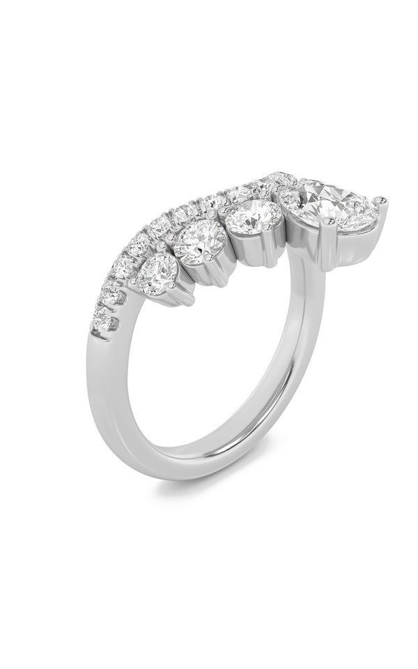 1.5Cttw Pear Shaped Lab Grown Diamond (F/VS) Fancy Contour Ring in 14K Gold
